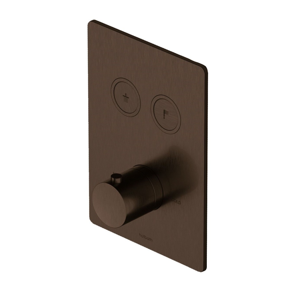 Hotbath Cobber Afbouwdeel thermostaat Rechthoek met 2 push buttons Verouderd Messing PB009Q