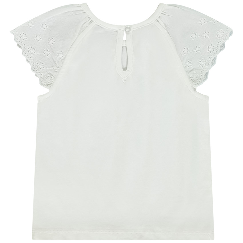 T-shirt manches courtes en broderie anglaise pour bébé fille