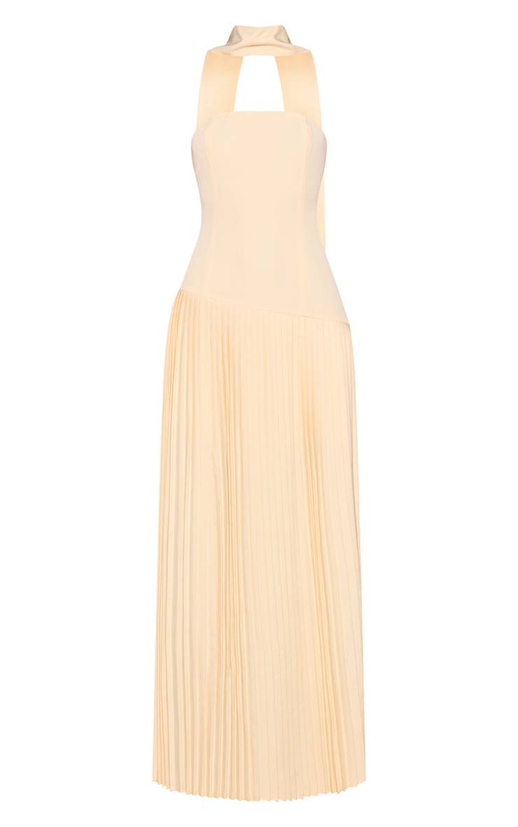 Citron Robe Maxi Plissée Asymétrique Tissée
