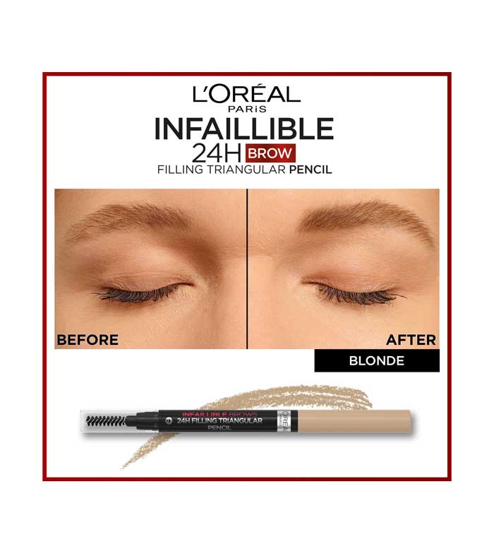 Loreal Paris - Lápis de Sobrancelhas Automático Infalível Brows 24h Filling Triangular Pencil - 7.0: Blonde