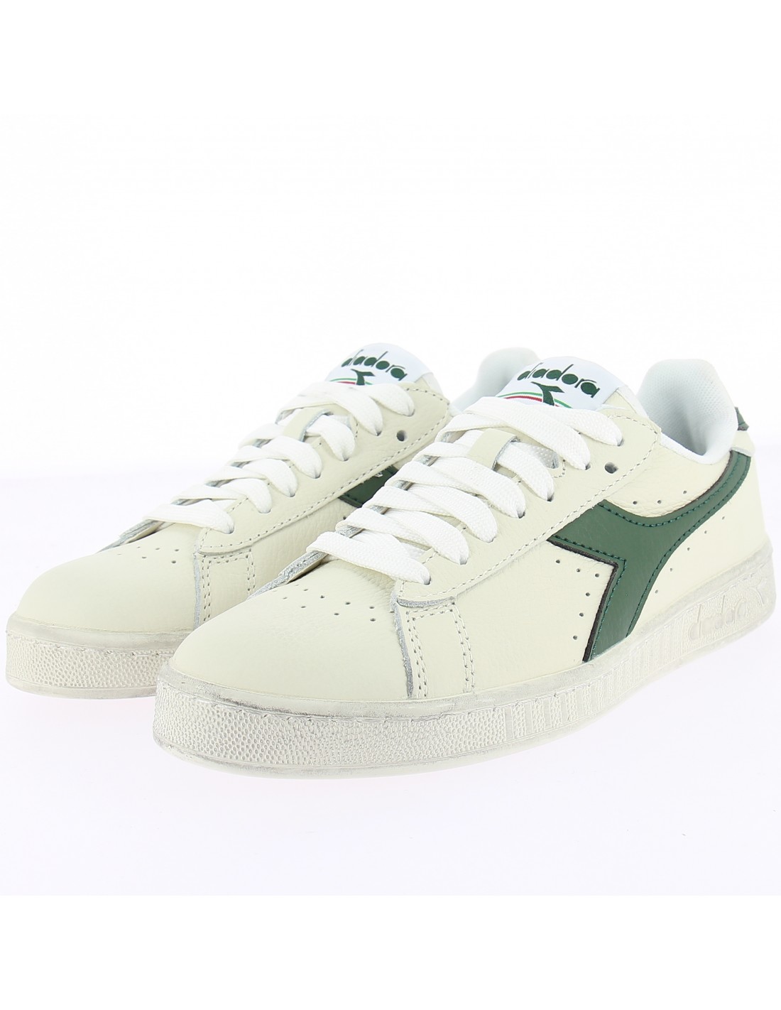 diadora Sneakers mixte game l low waxe cuir blanc/vert
