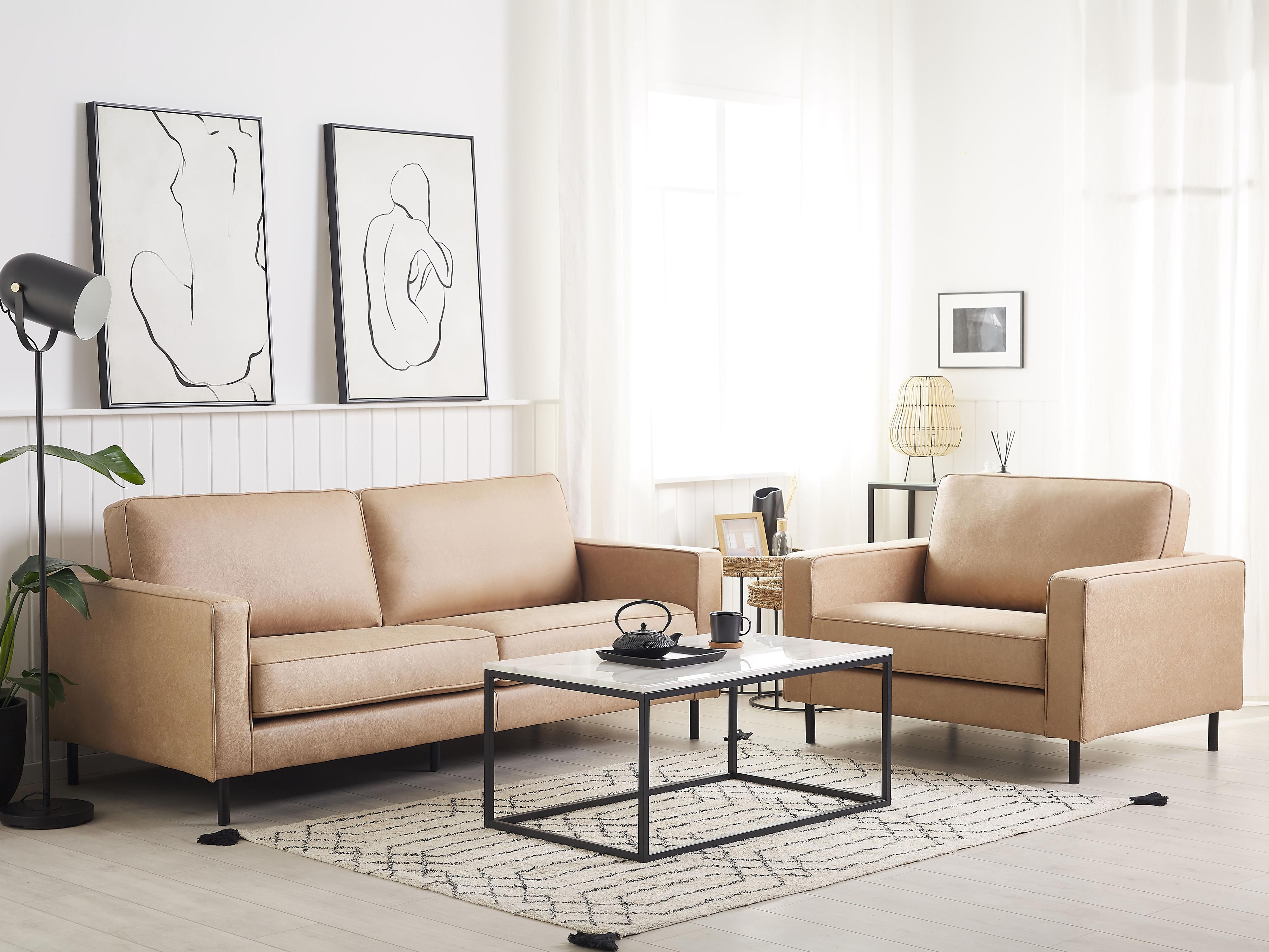 Bankenset 4-zits SAVALEN Kunstleer Beige