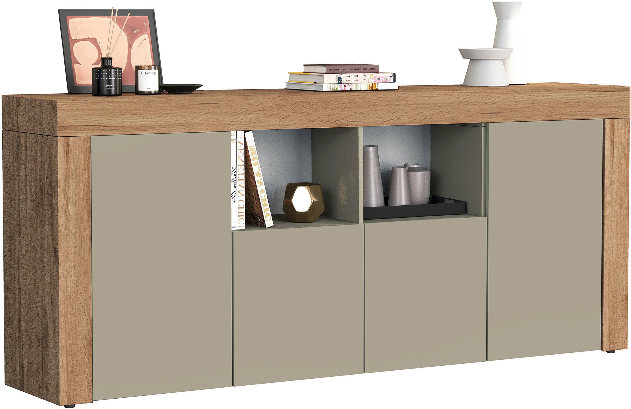 INOSIGN Sideboard »CHRONOS Breite 200 cm  mit 4 Türen, 2 offene und 8 geschlossene Fächer« 1 Stk. tlg. Sideboard,Kommode, Schrank, Grifflos mit Push to Open, Made in Italy