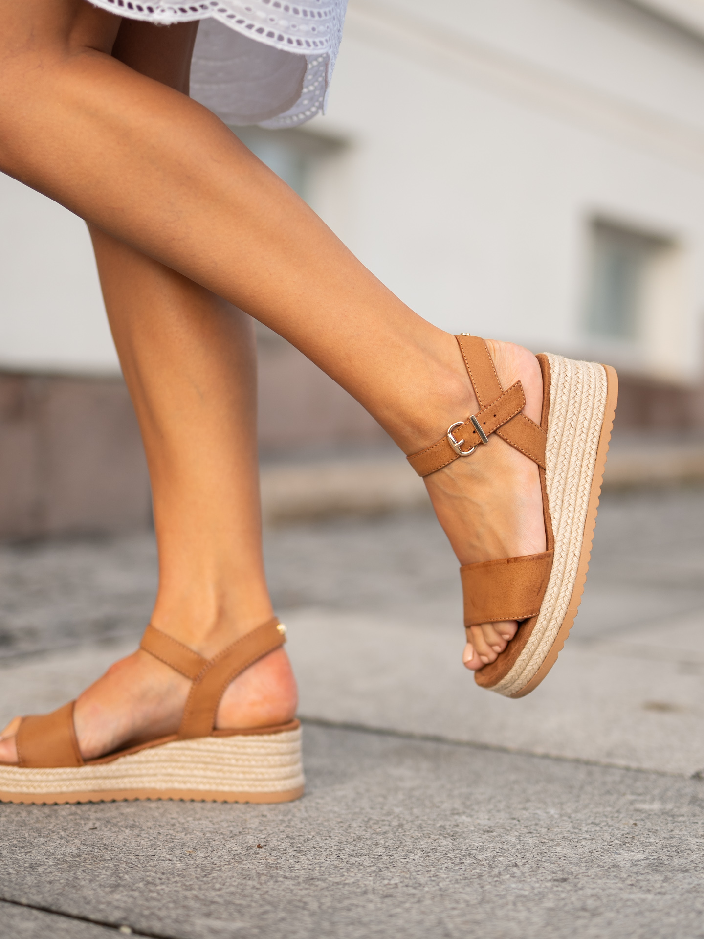 Lili Wedge Cognac - Trapes Sko