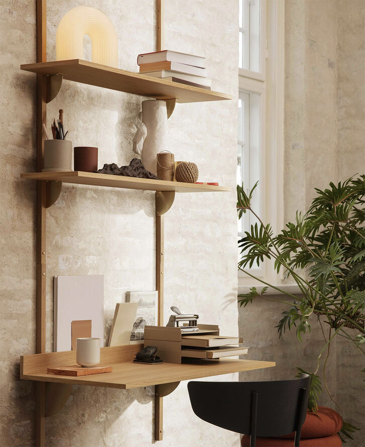 ferm LIVING Sector Shelf T/W - Oak - Brass Oak/brass