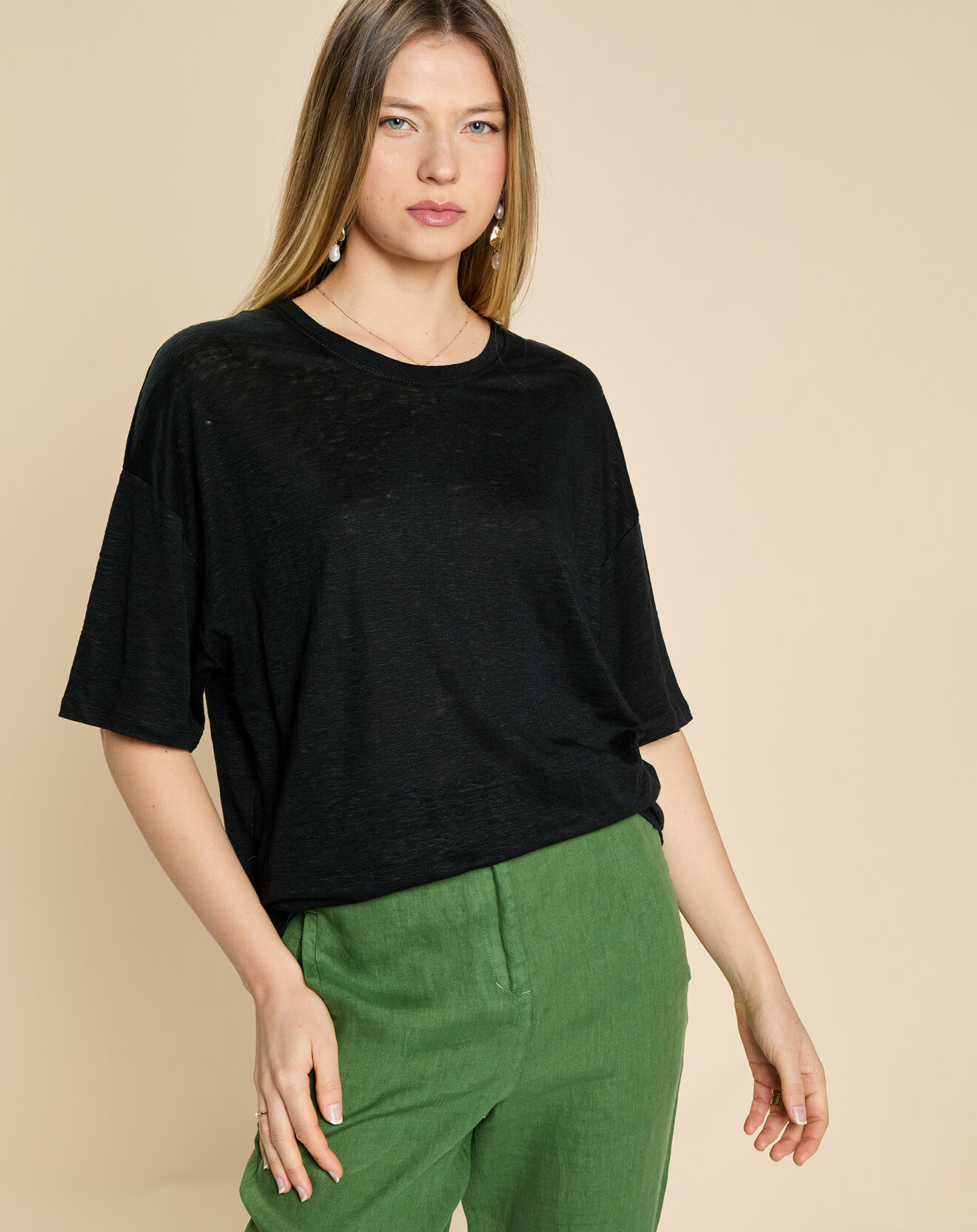 Harris Wilson T-Shirt 100% Lin Idaline noir
