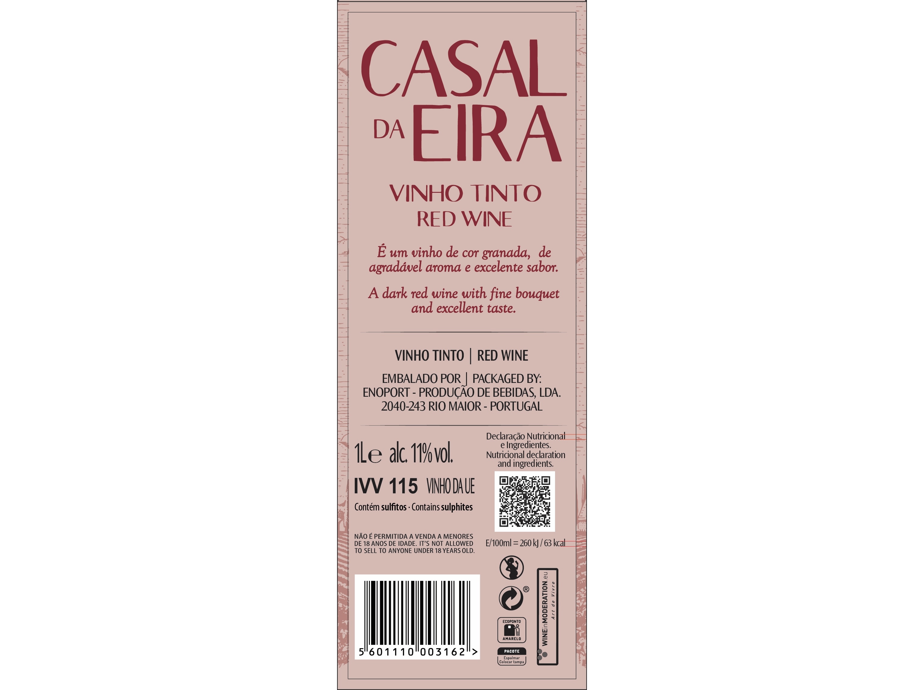 VINHO TINTO CASAL DA EIRA PACOTE 1L