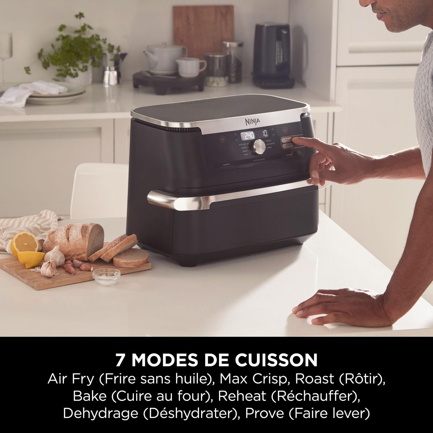 NINJA Foodi FlexDrawer Air Fryer 2 Compartiments Avec Séparateur Amovible, Grande Capacité 10.4L, Air Fryer 7-en-1, Max 240°C, Pièces Antiadhésives Am