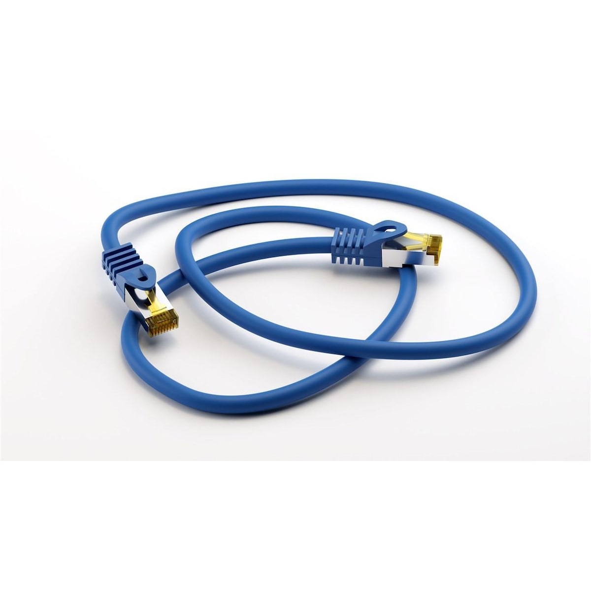 RJ45 patchkabel CAT 6A S/FTP (PiMF), 500 MHz, med CAT 7 råkabel, blå