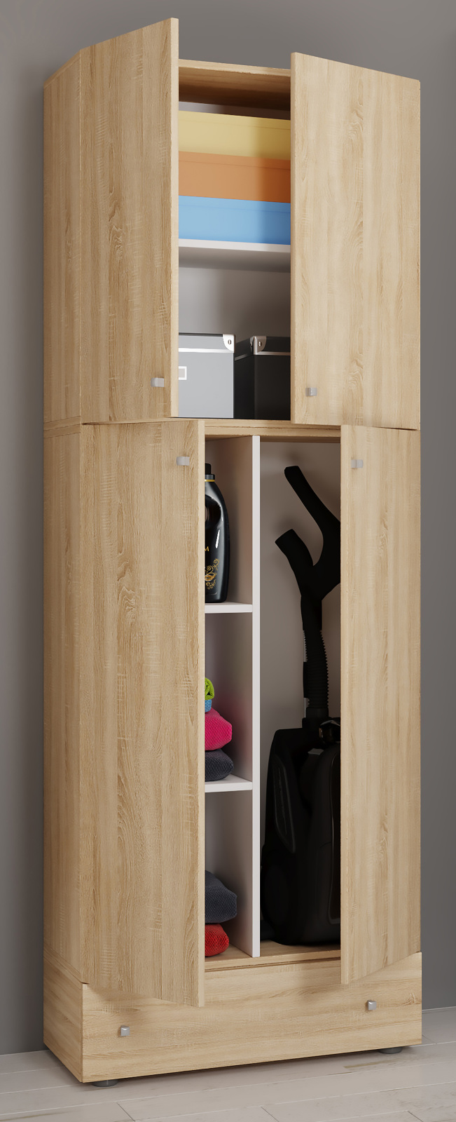 Putzschrank LONA XXL - Sonoma Eiche - mit Schublade - 200 cm hoch