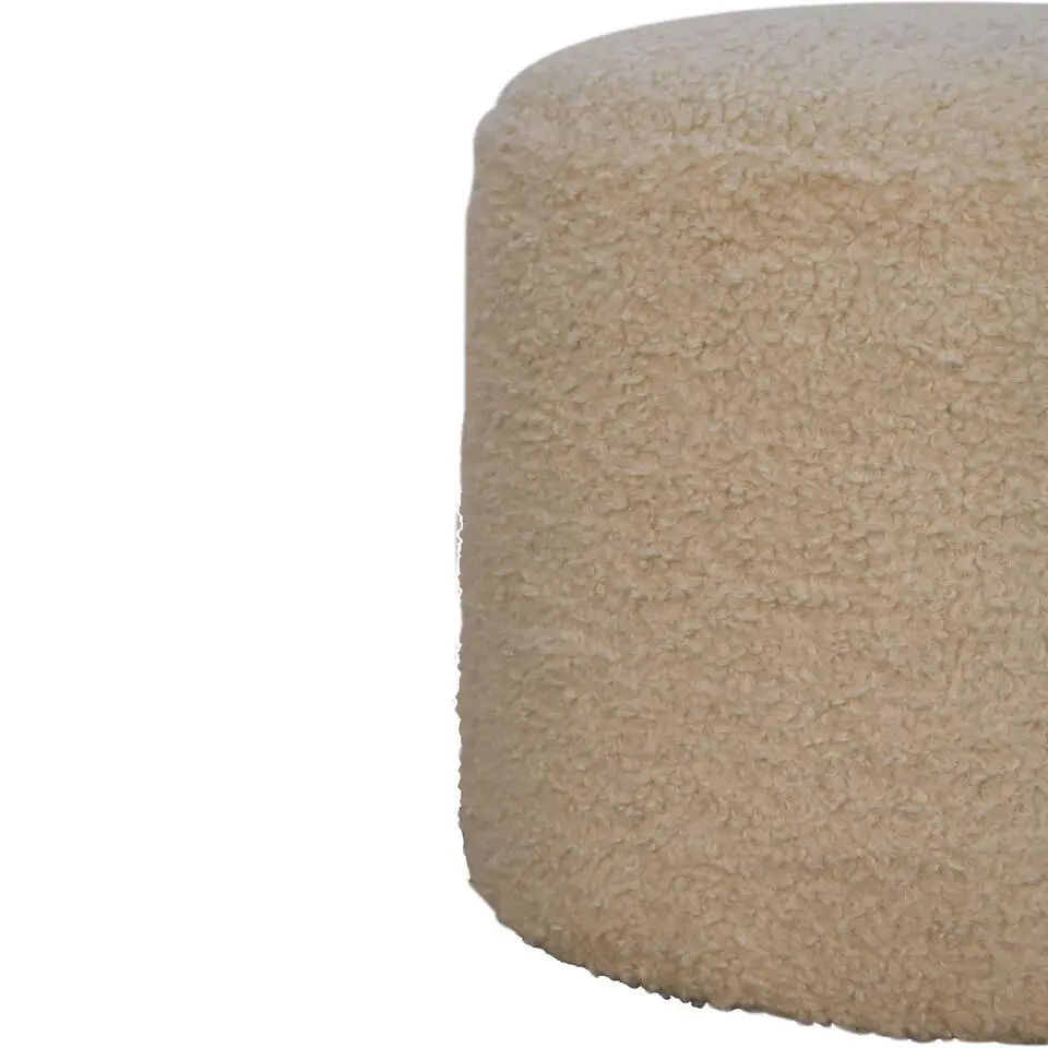 Bekleed Boucle Crème Ronde Poef