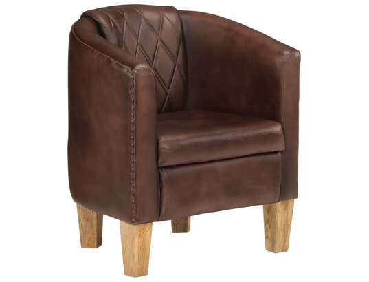 VIDAXL - Fauteuil cabriolet marron clair cuir véritable