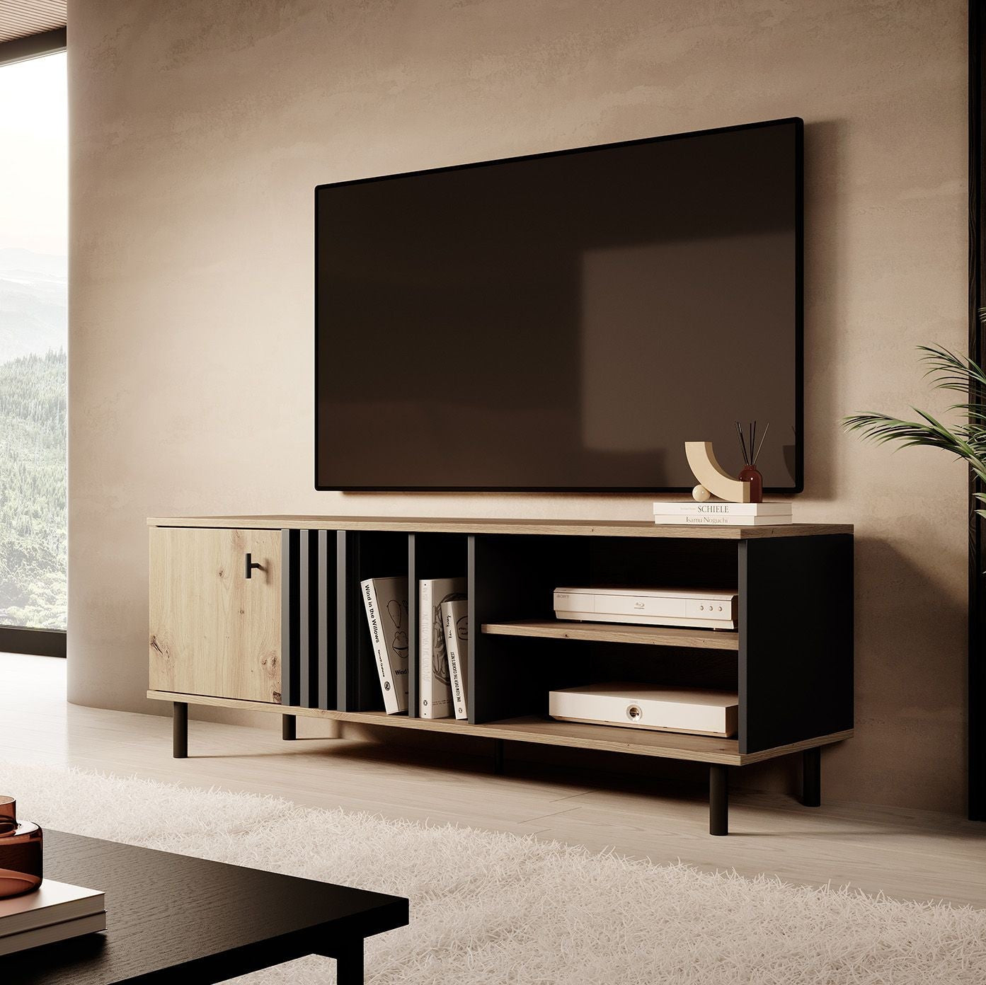 Marcos - TV-Meubel - Eiken/antraciet - 138 cm