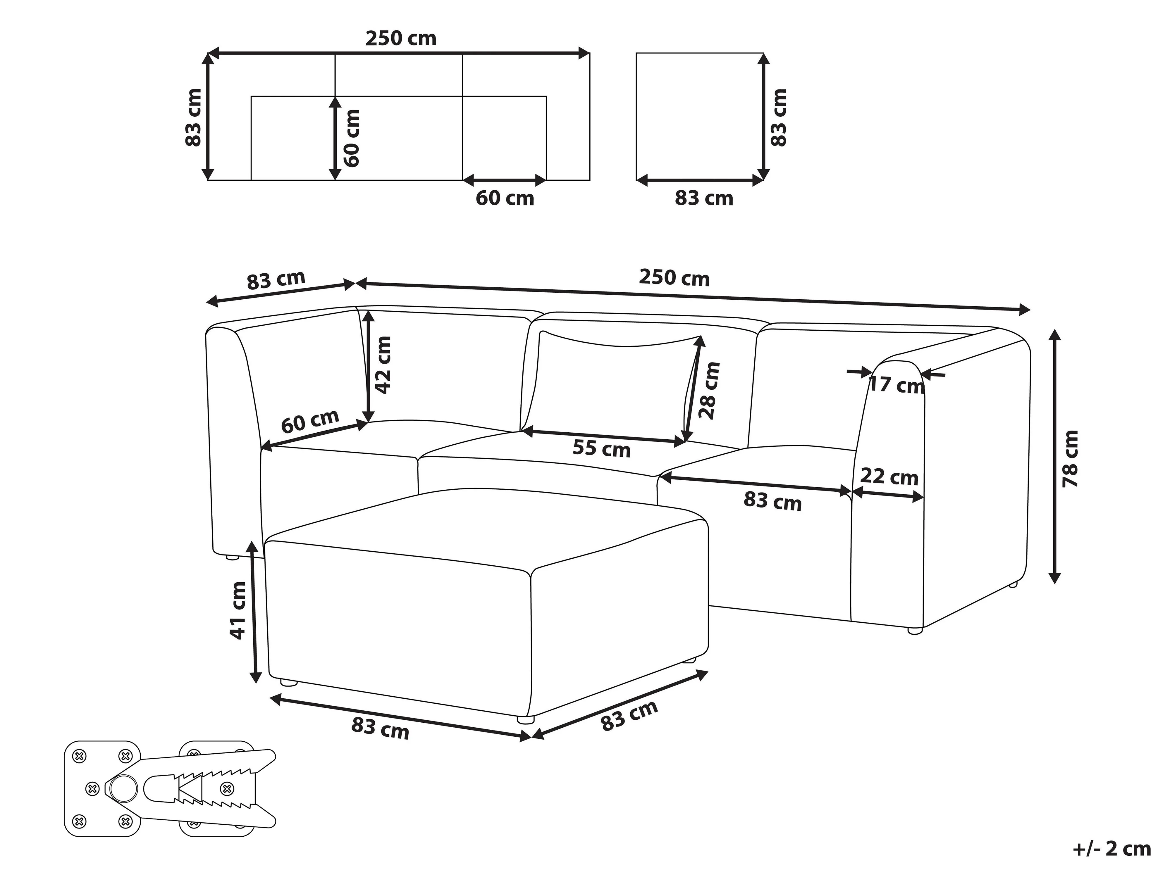 Modulaire bank 3-zits LEMVIG Corduroy Gebroken wit met ottomaan