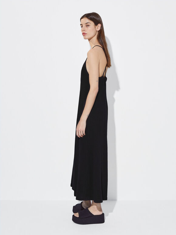 Vestido longo de algodão - Preto