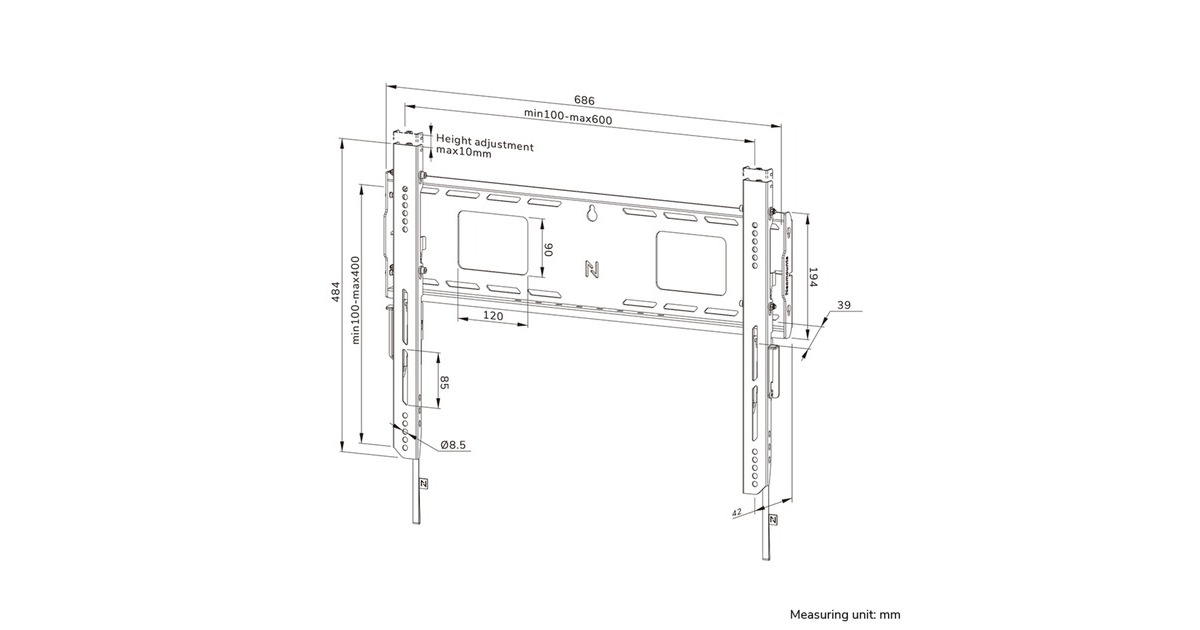 NeomountsWL30-750BL16 vlakke wandsteun bevestiging  (Zwart)
