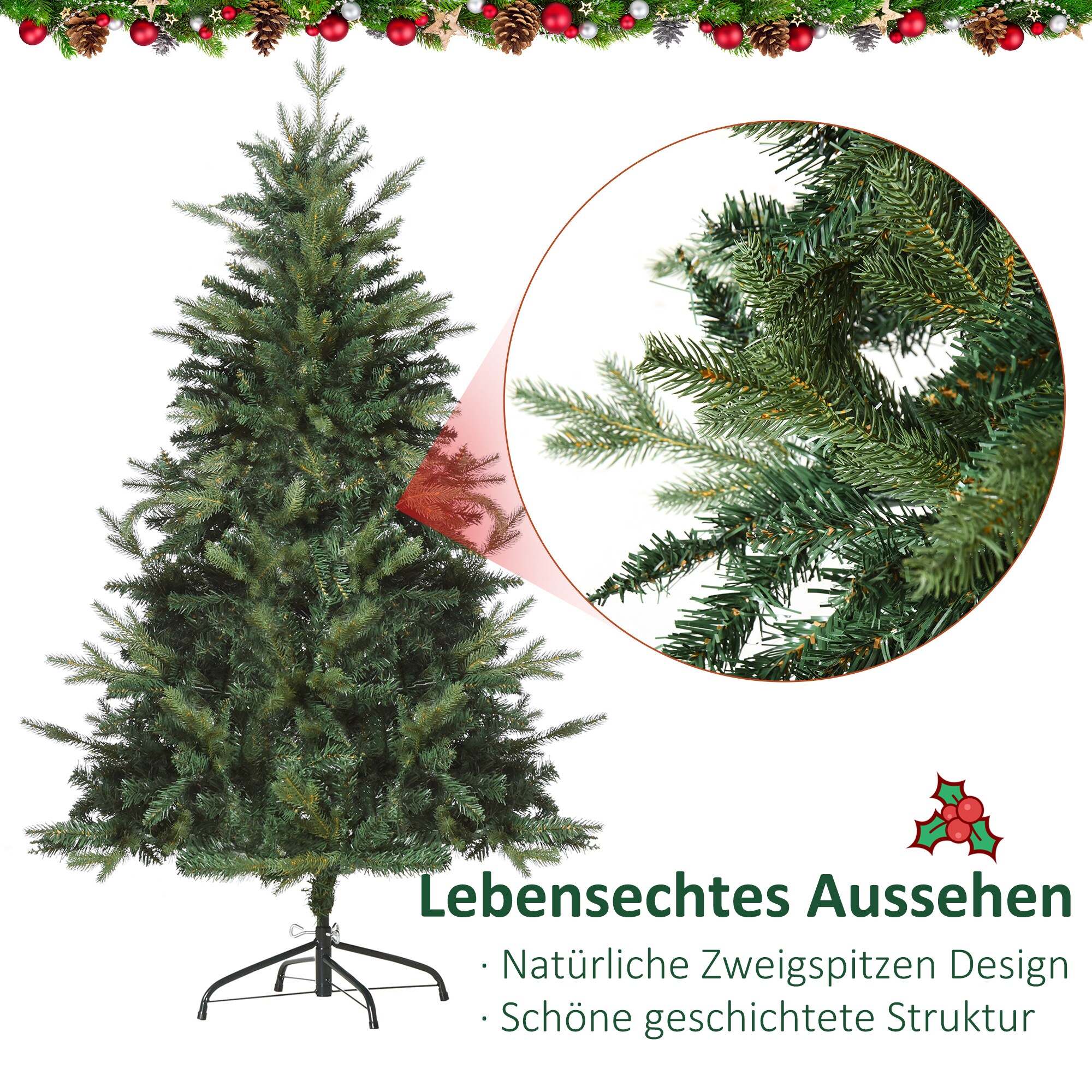 HOMCOM Künstlicher Weihnachtsbaum grün 95 x 150 cm (ØxH)