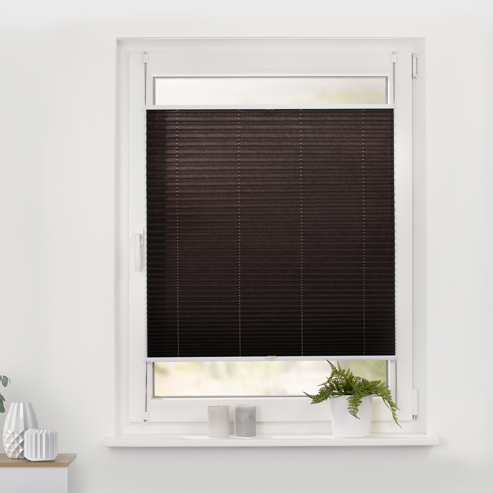 LICHTBLICK Plissee - braun - Crushed-Optik - 45x130 cm