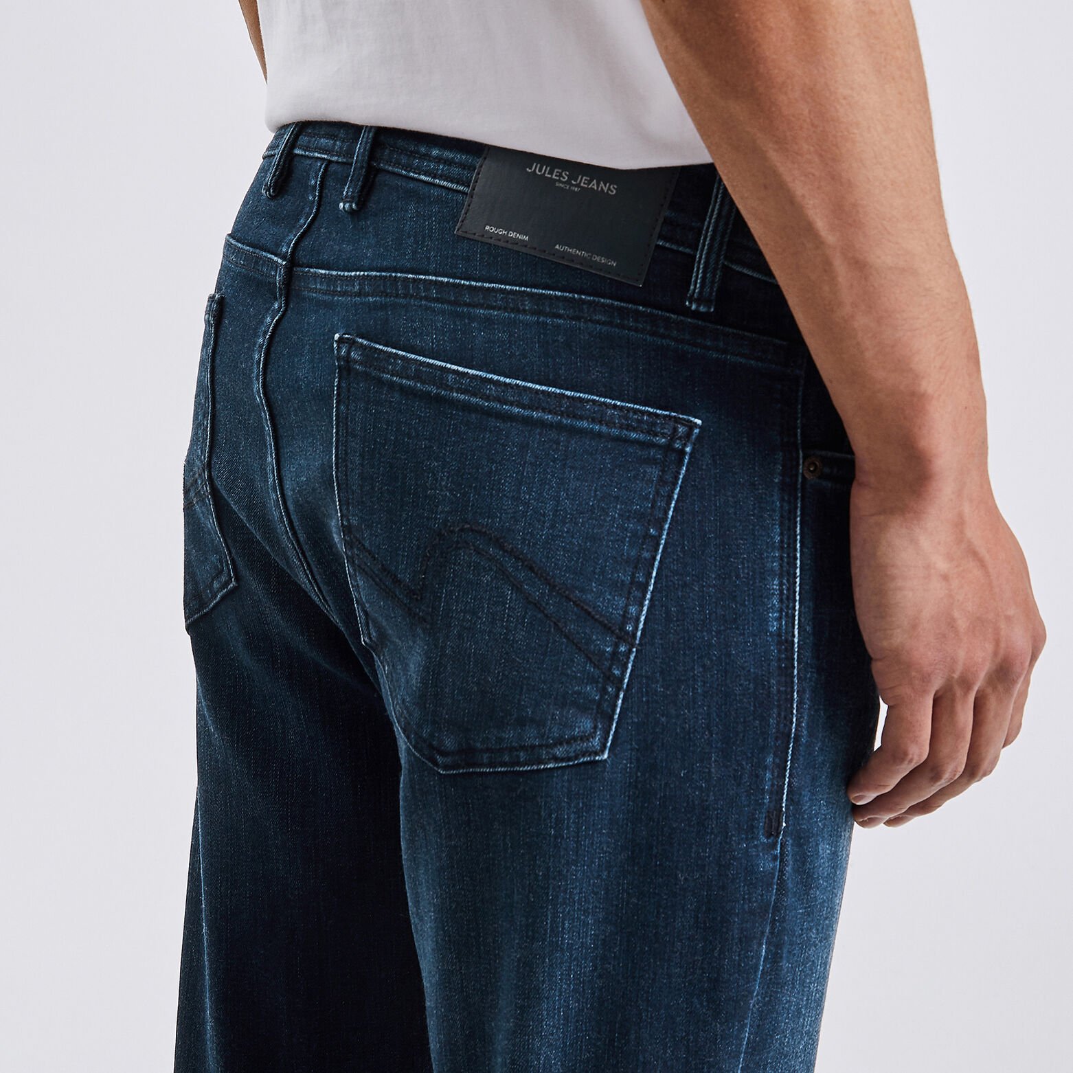 Jean straight intérieur doux Bleu