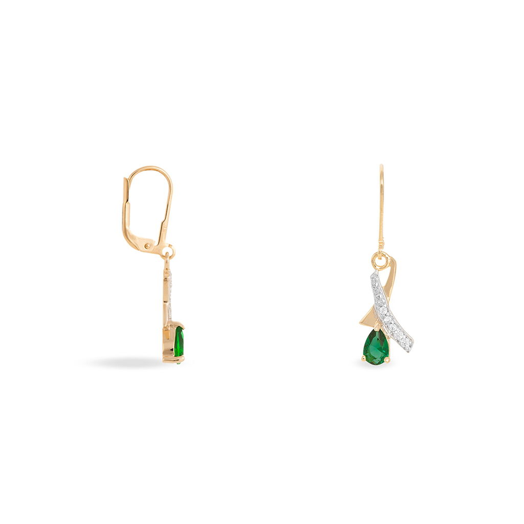 Boucles D'oreilles Pendantes Dyanah Plaque Or Pierre Et Oxyde