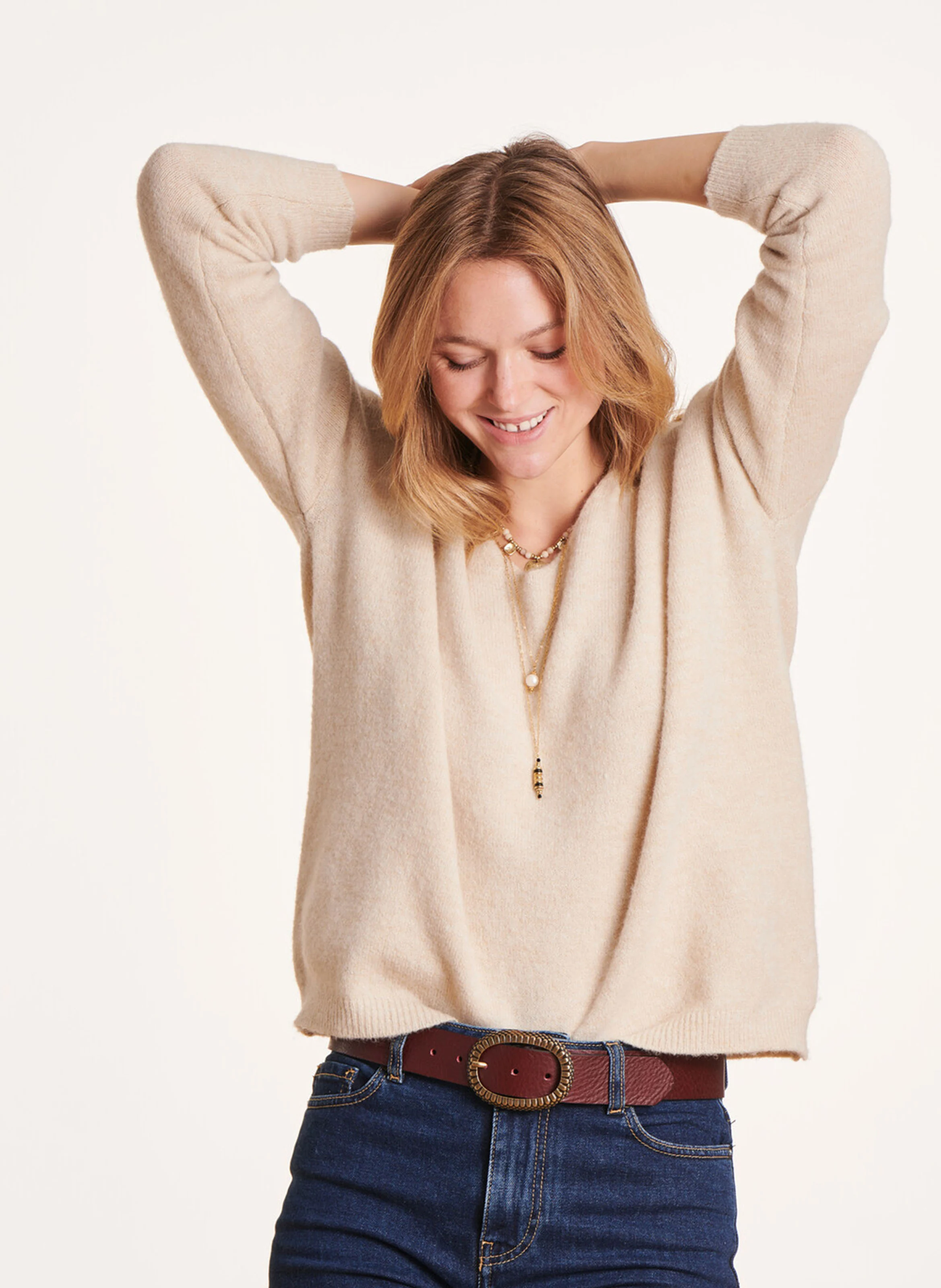 Pull col V| Blanc