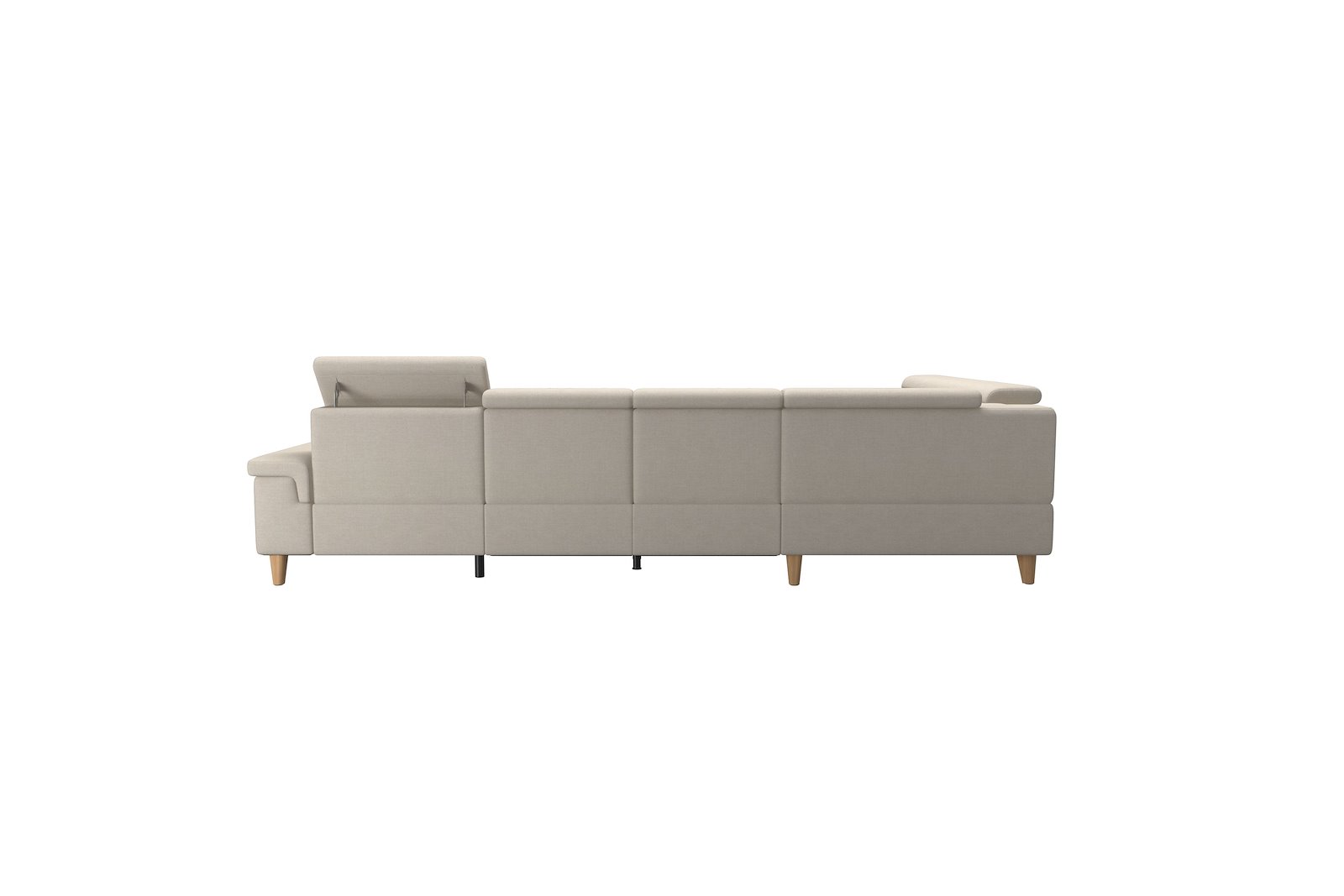 Anna C22 hjørnesofa (PMCMM) med LS (M) Tekstil Daisy Sand med A2 arm og eikbeisede skrå ben, 14 cm. (Power-Manual-CornerManual-Manual-Manual)