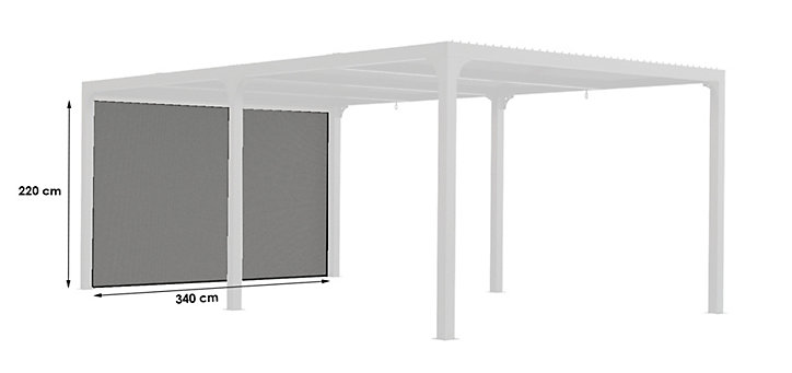 Rideau PVC gris clair 3,60 m pour pergola bioclimatique Habrita PER3630BI et PER3660BI
