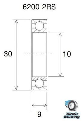 Roulement Black Bearing 6200-2RS 10 x 30 x 9 mm