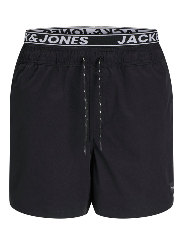 Jack & Jones Junior Badeshorts »JPSTMAUI mit Double Layer Optik und Kordelzug«, unifarben, modisch, regular fit, Web