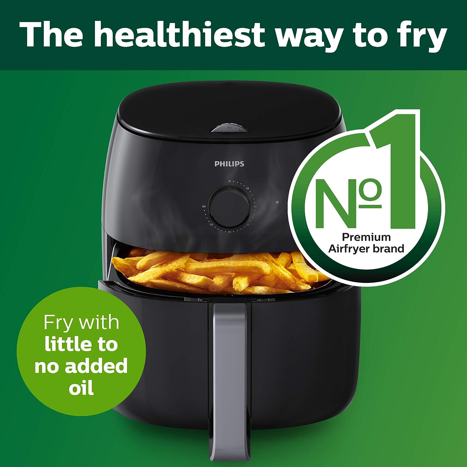 Fritadeira sem óleo Philips Premium XXL com tecnologia de remoção de gordura, preta, HD9630/98