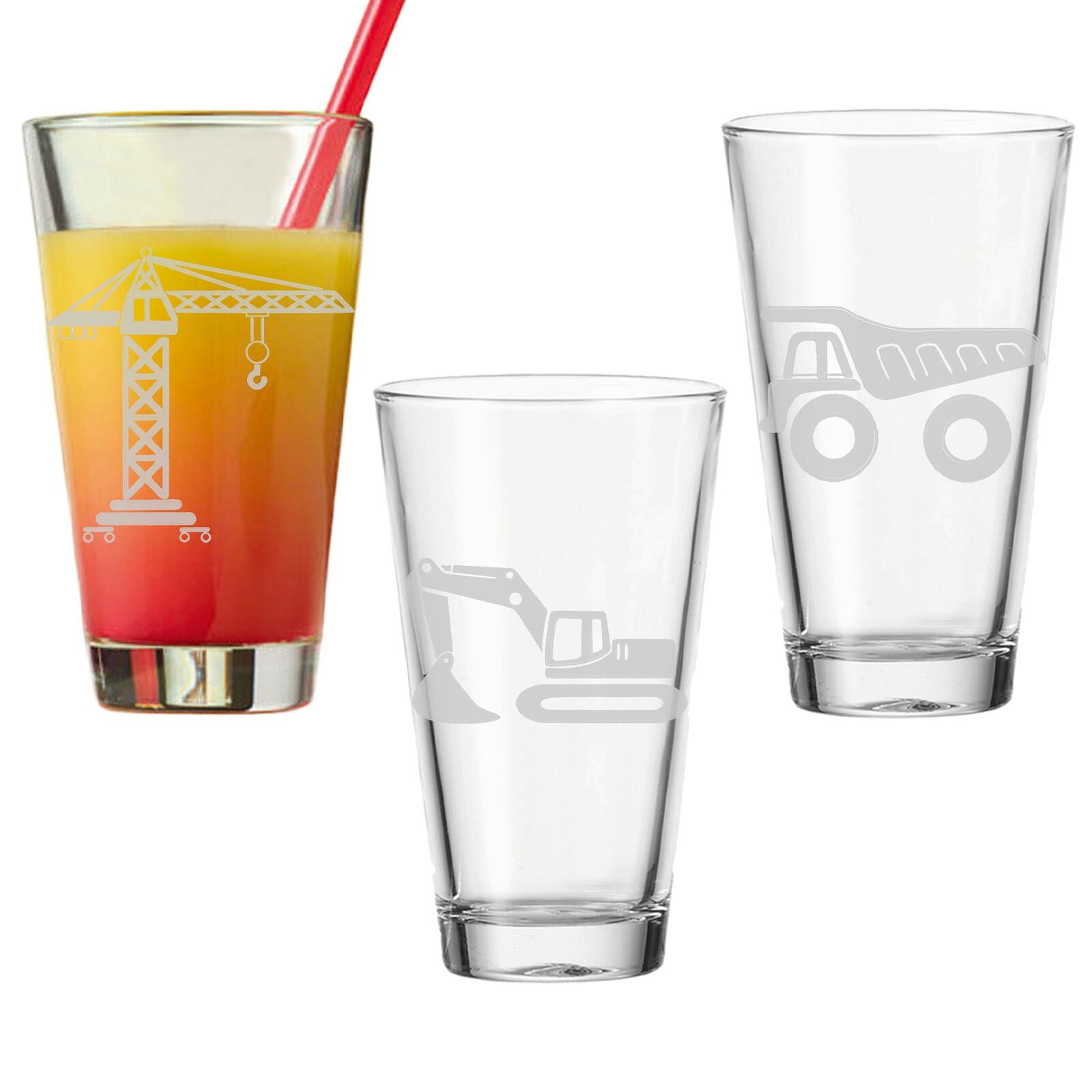 LUXENTU Kinderbecher Baustellenfahrzeuge 300 ml 3er Set