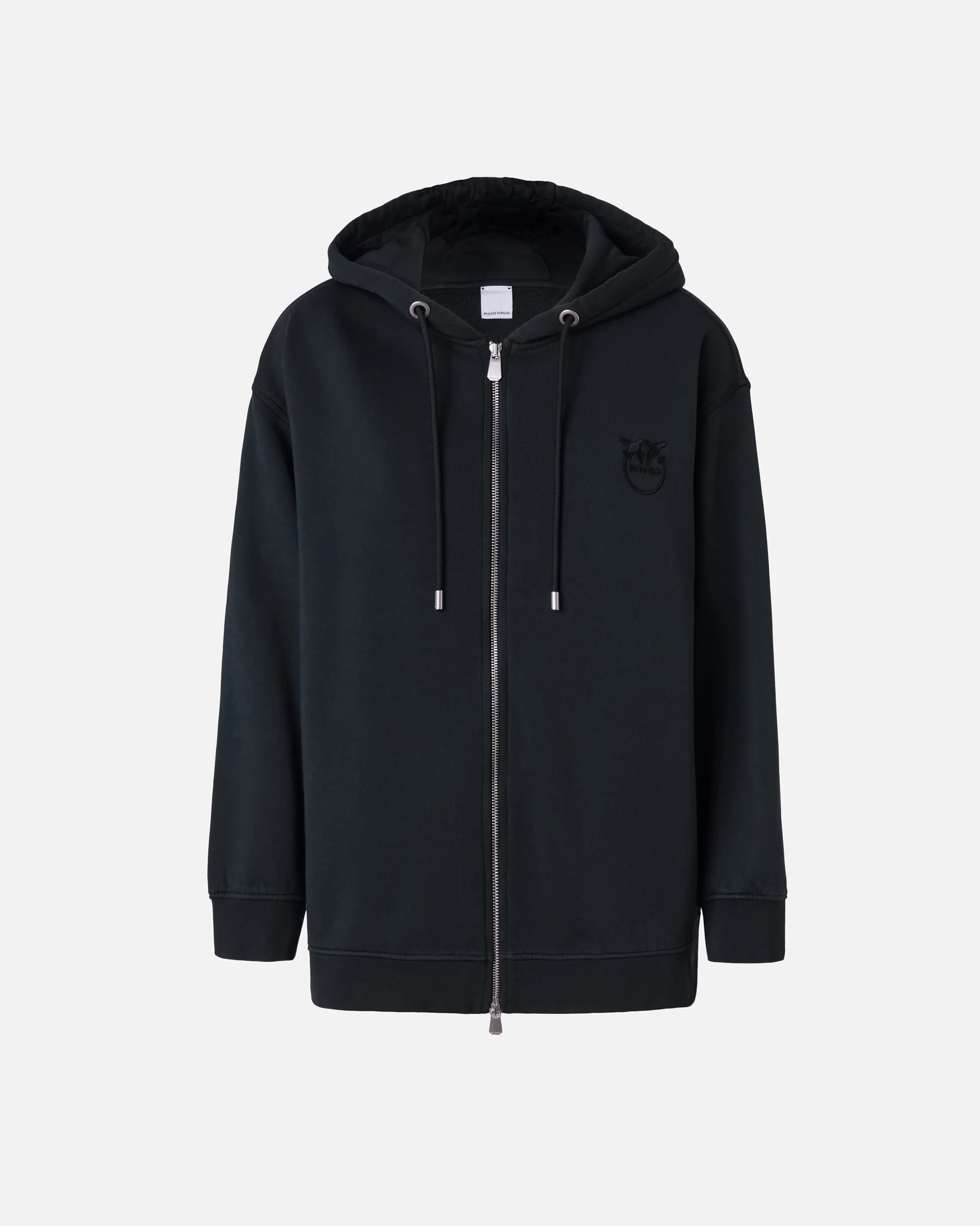Sweat-shirt zippé à capuche et logo brodé | Noir