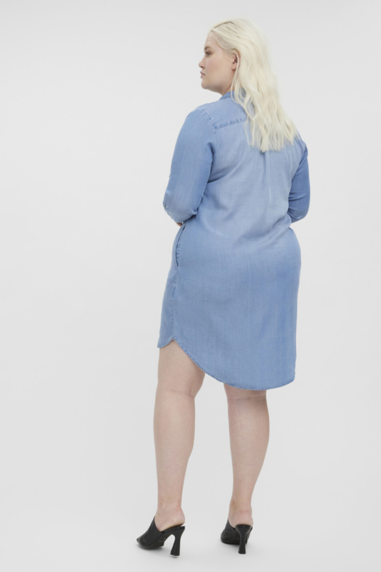 Vestido curto estilo cowboy plus size - Azul