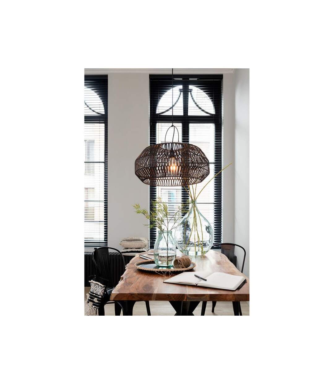 Paris Prix - Abat-jour Déco rotin 57cm Noir