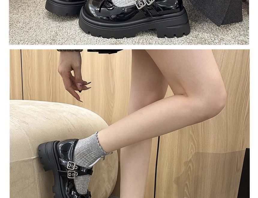 DURAC - Mary Jane-schoenen met imitatieleren plateauzool