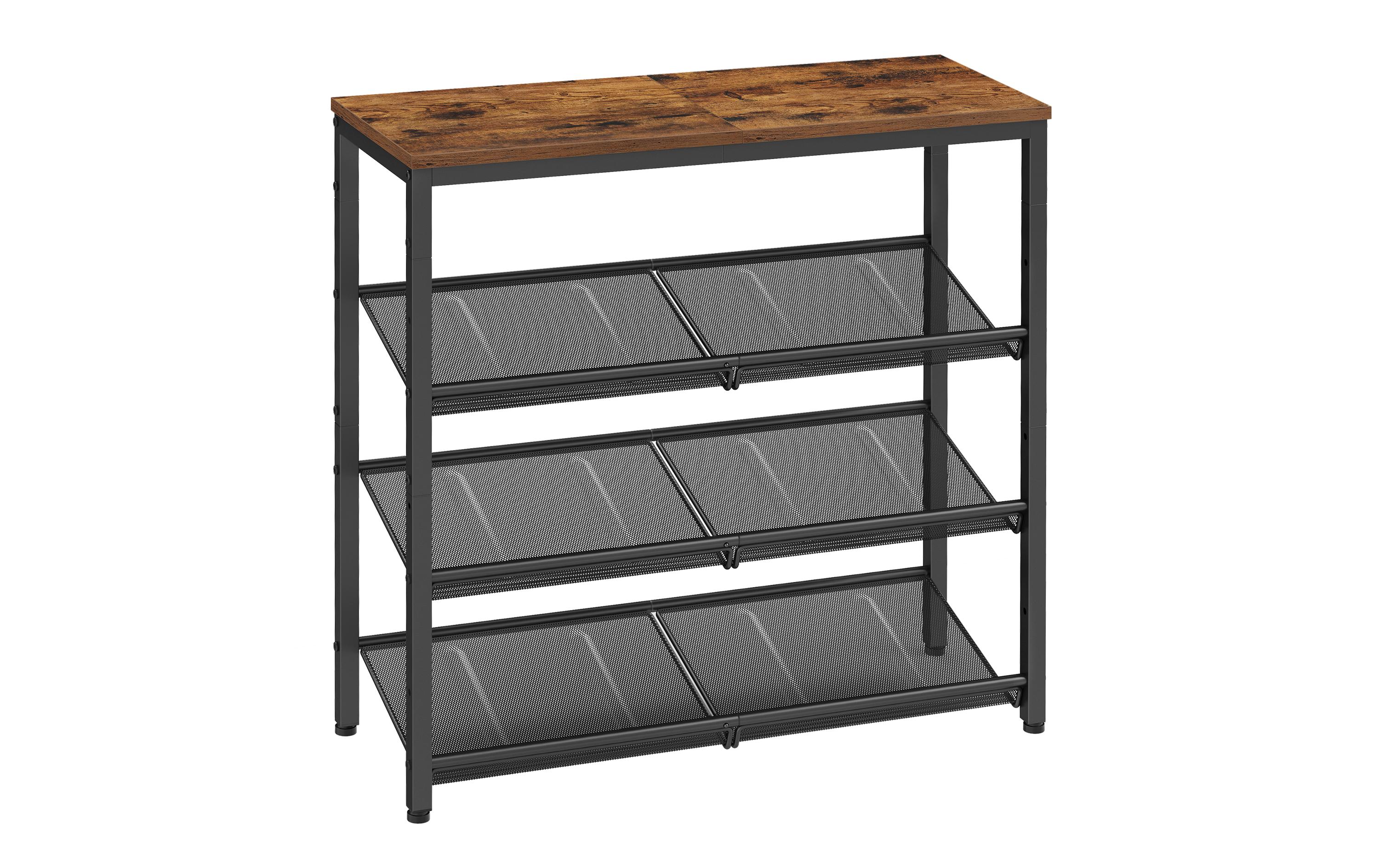 Schuhregal mit 4 Ablagen 75 x 73, Braun/SchwarzSchuhgestell
