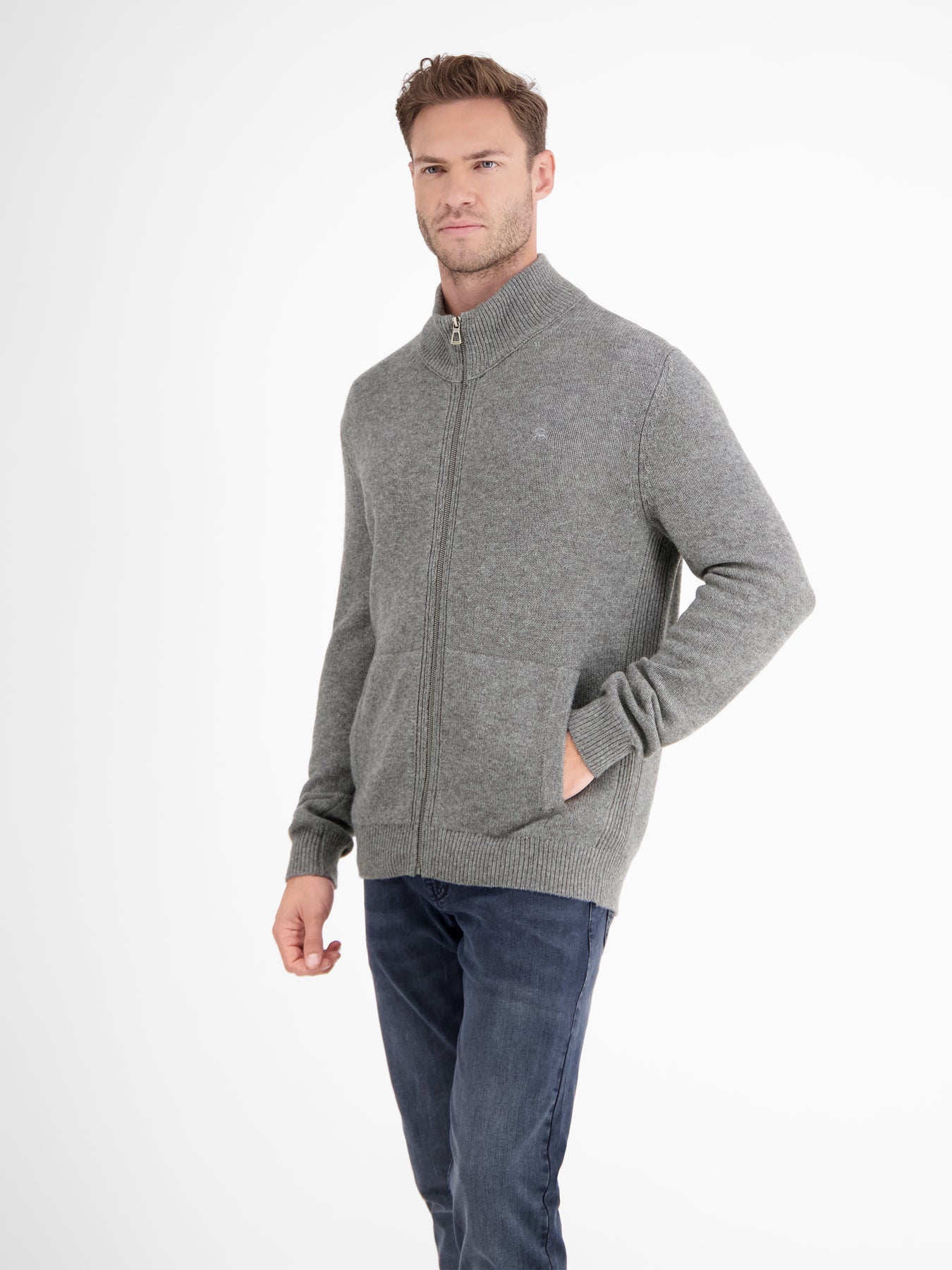 Schurwoll-Strickjacke mit Kaschmiranteil
