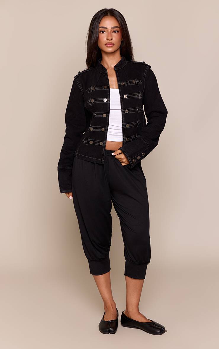 Noir Veste Militaire En Denim Petite