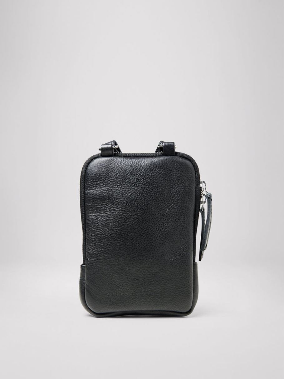 Petit sac bandoulière en cuir uni