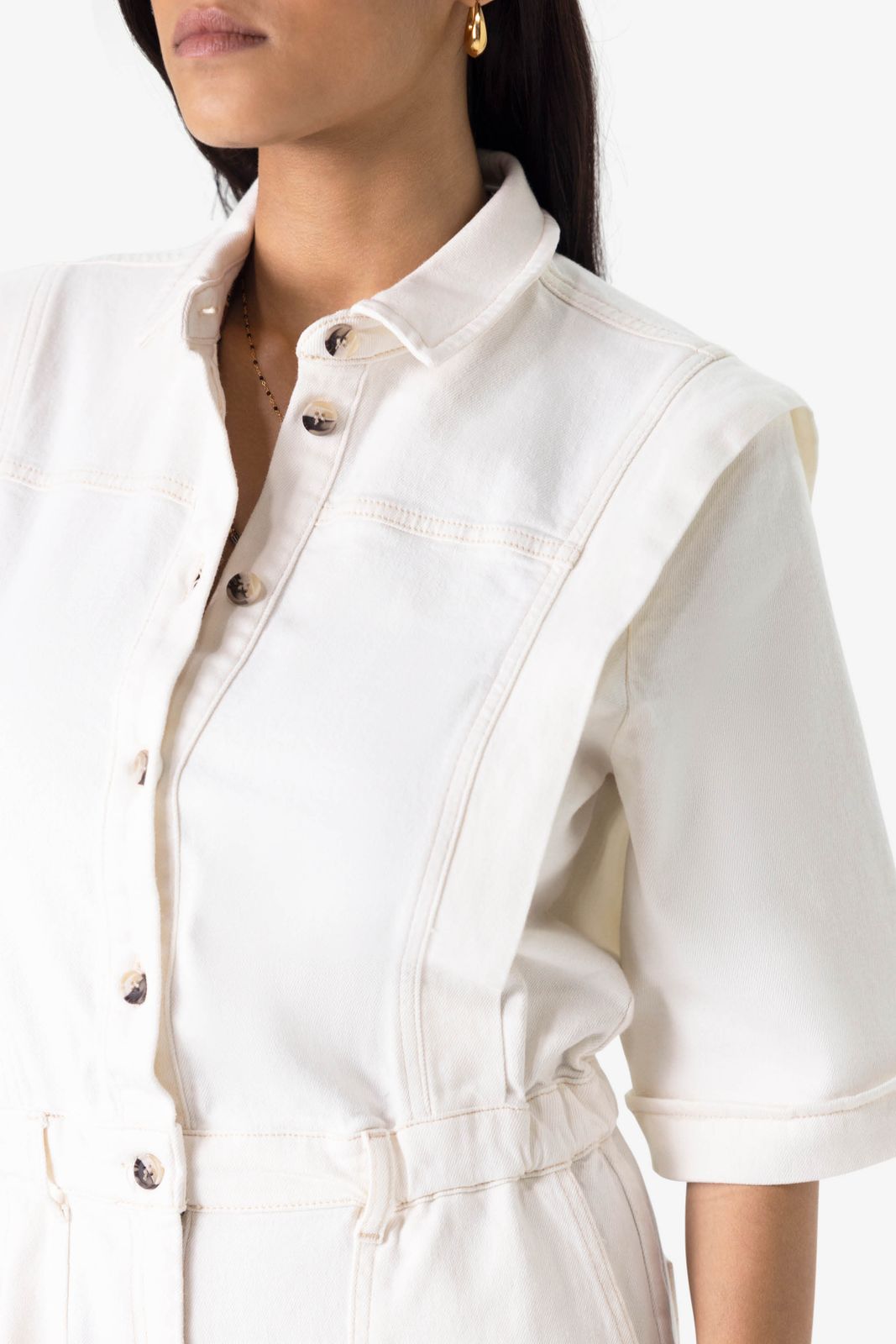 Witte denim jumpsuit