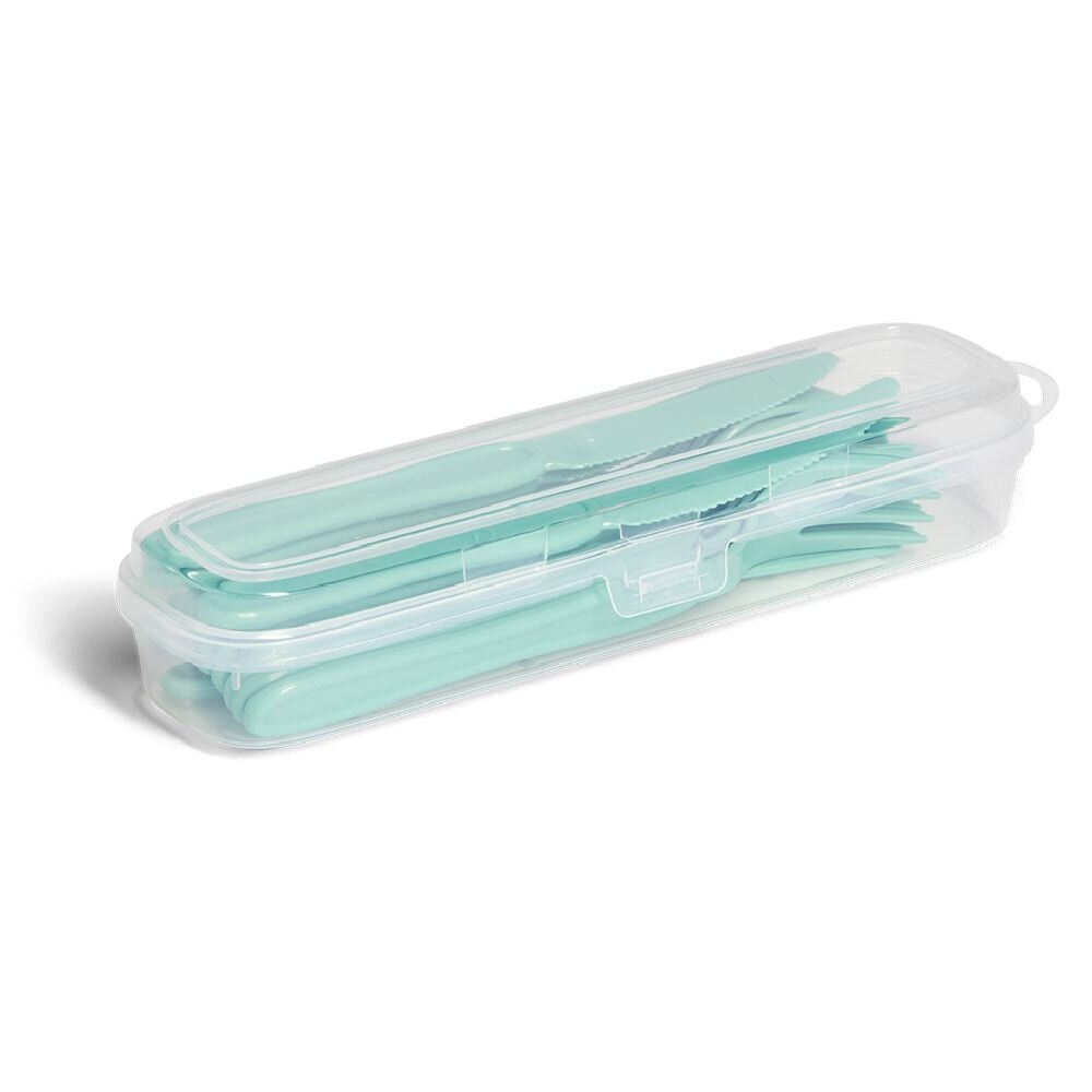 Set couvert à pique-nique 4 personnes 12 pièces bleu