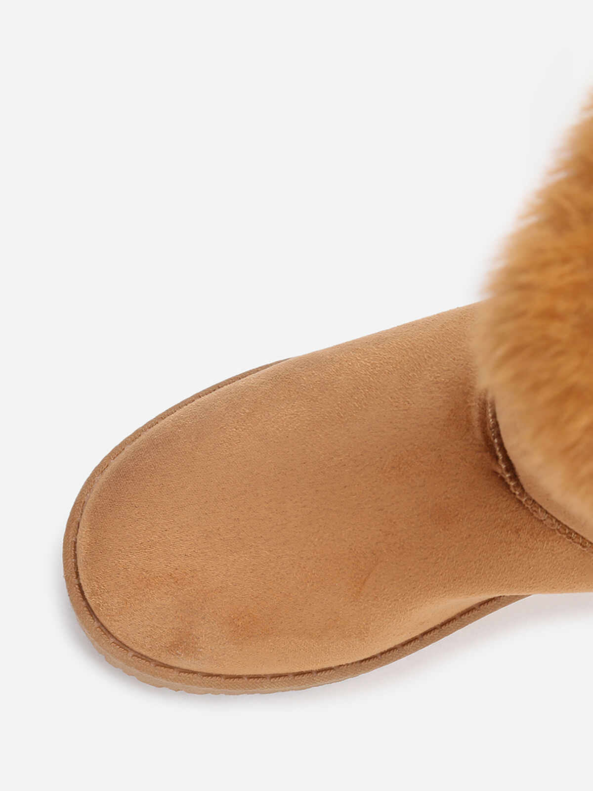 Boots en suédine et fausse fourrure à scratchs- Camel