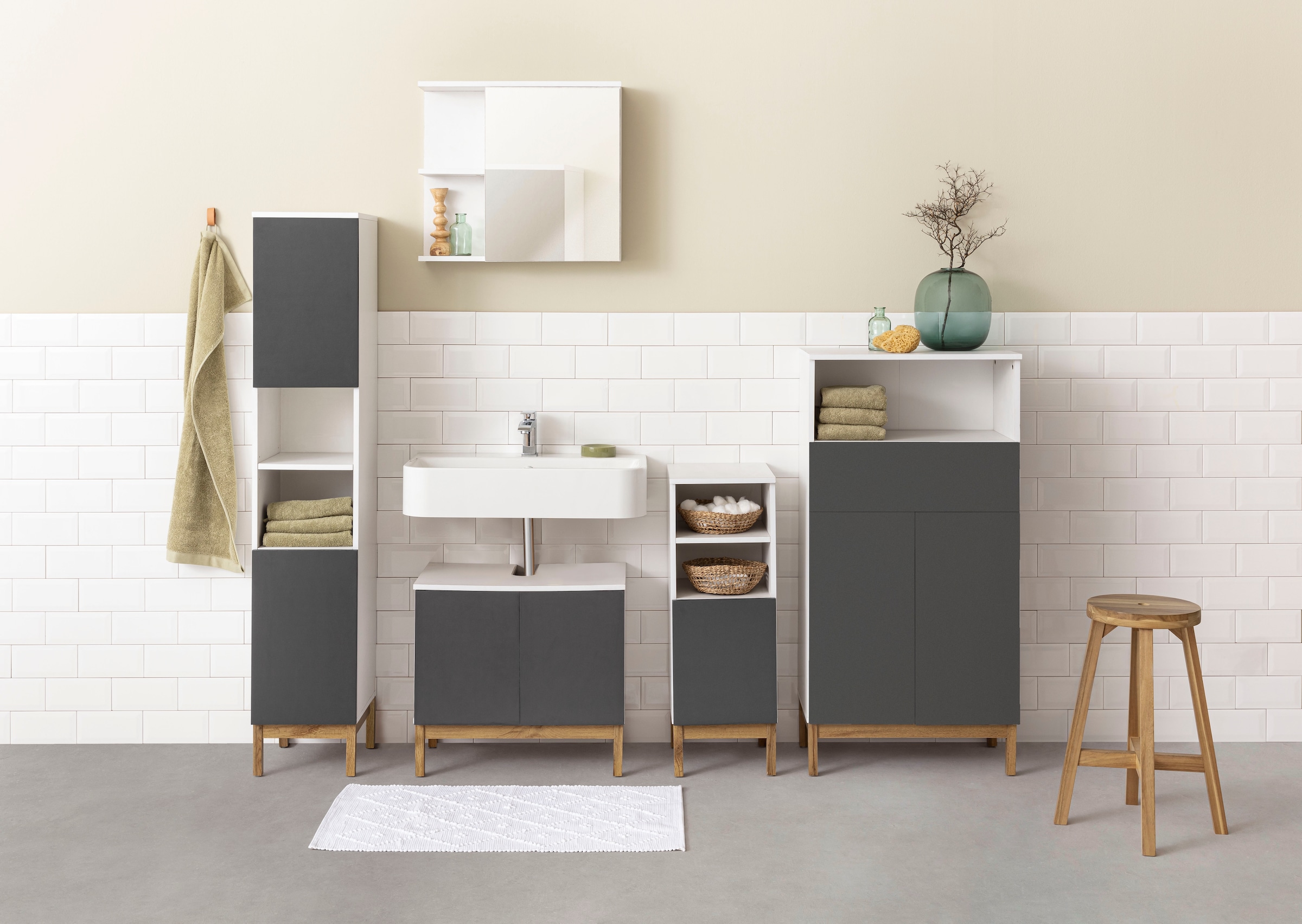 welltime Badezimmerspiegelschrank »Stian« mit Spiegeltür und Push-to-open Funktion, Breite 60 cm, Höhe 53 cm