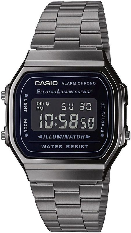 Casio - A168WEGG-1BEF - Horloge - Zwart - Digitaal - RVS Armband