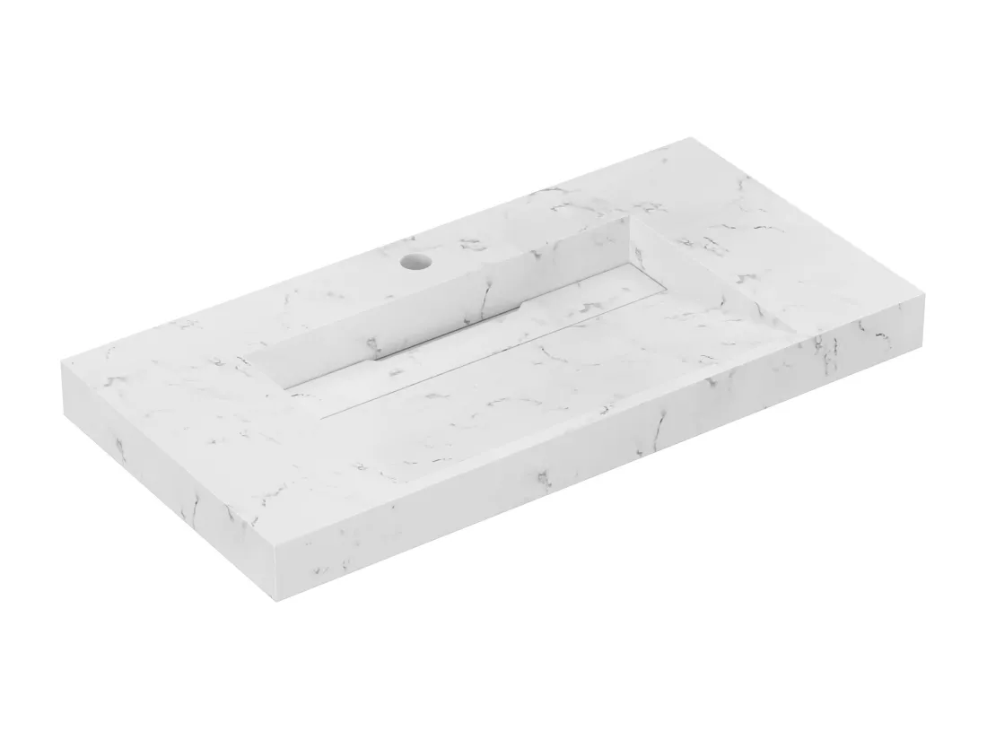 Vasque suspendue en solid surface blanche - L90.2 x l45.2 x H8 cm - TAKOTNA