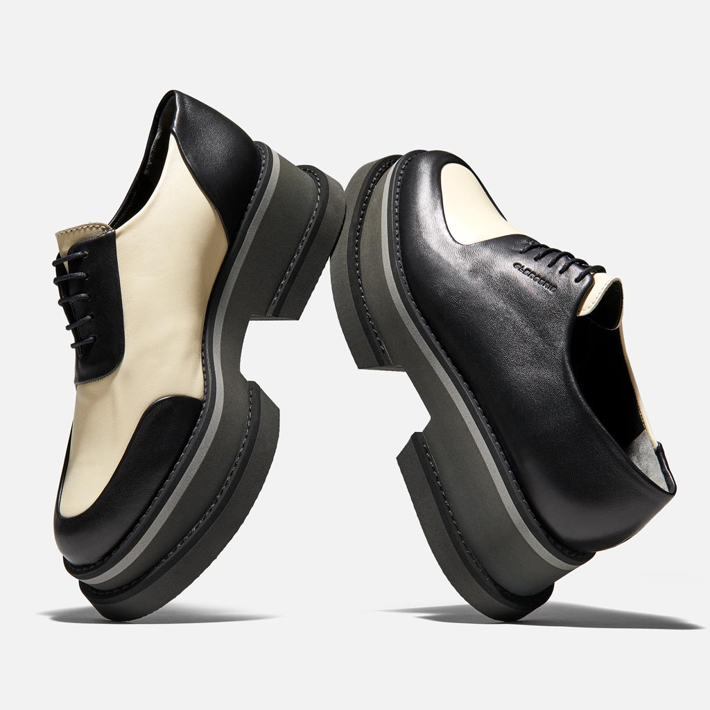 DERBIES - BANO derbies, black and beige lambskin || OUTLET