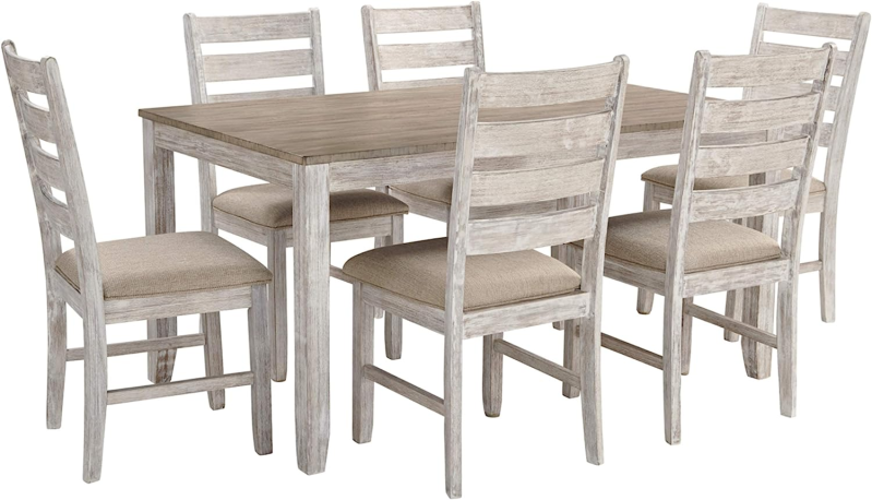 Conjunto de mesa de jantar de 20 polegadas com 6 cadeiras estofadas.