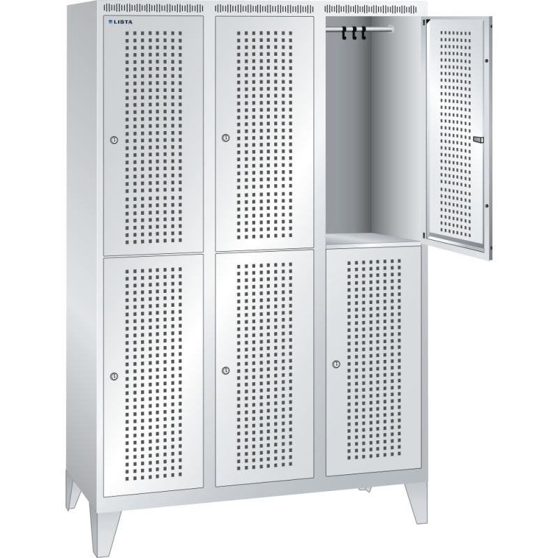 Armoire-vestiaire Lista 2 niveaux - L 40 cm par compartiment - Gris clair RAL 7035