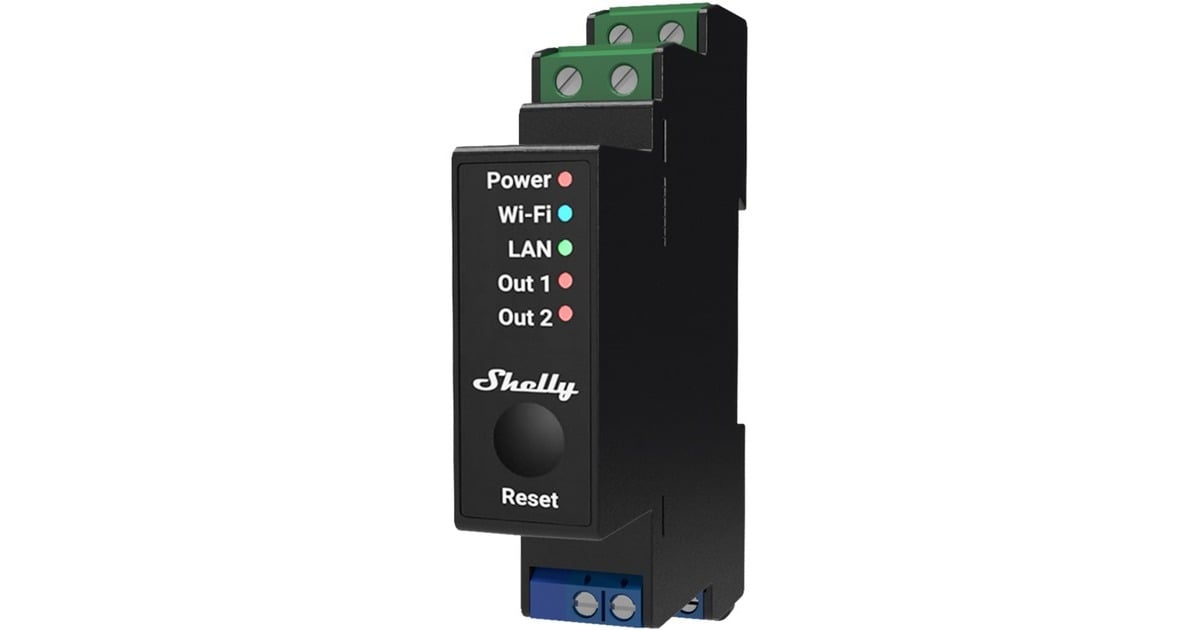 ShellyPro 2PM relais  (2-kanaals, Wifi, LAN, Bluetooth)