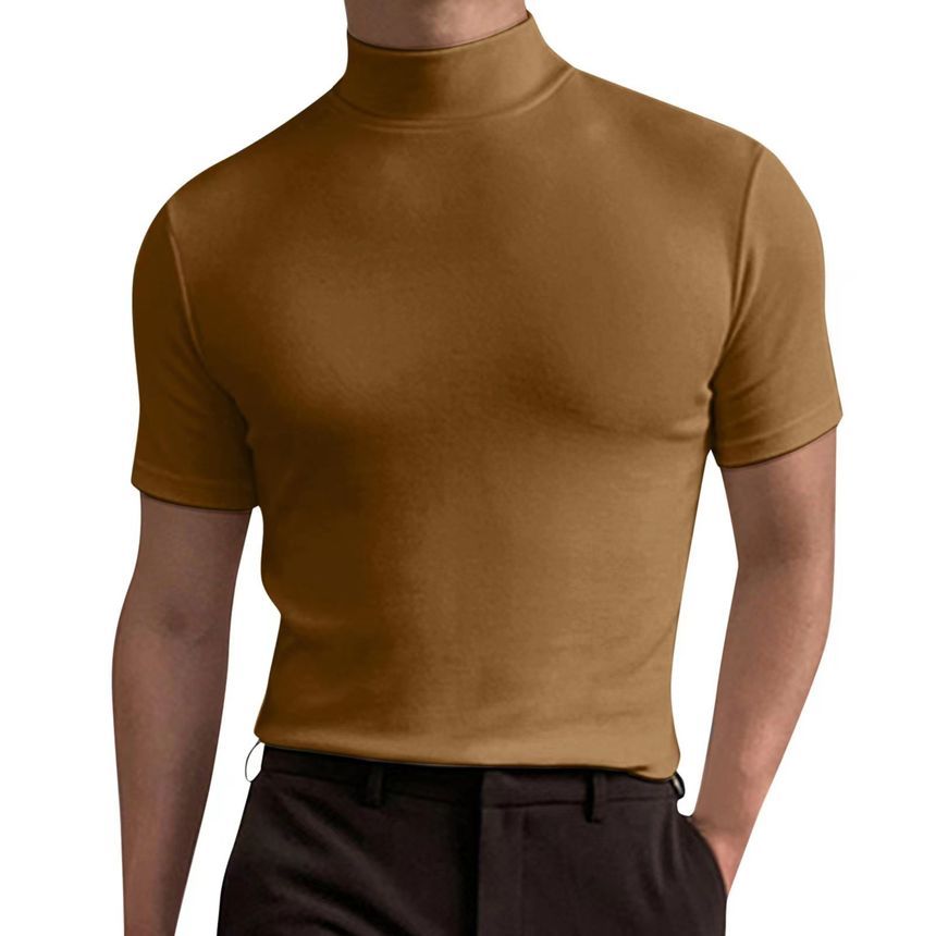 vrovion - T-shirt met korte mouwen en mock-neck, effen